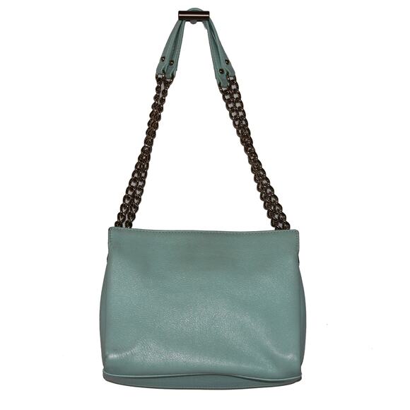 Kate Spade Baby Blue Leather Shoulder Bag with Gold Chain - Picture 5 of 10